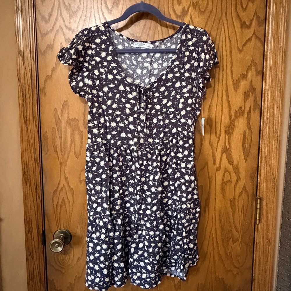 Arizona Jean Company Navy Floral Tie-Front Mini Dress